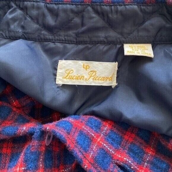 Lucien Piccard Vintage Men's Size XL Wool Plaid Button Front Shirt - Picture 6 of 6